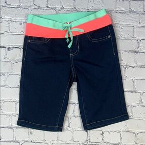 SO Kids Dark Blue Shorts with Coral and Mint Waistband